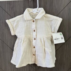 Little Planet by Carter’s Cream Baby Girl Button Up Dress